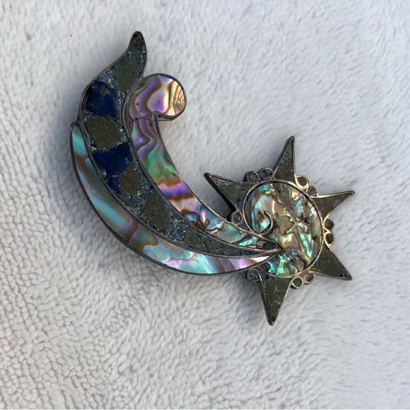 Beto Vintage Sterling Silver abalone Pin Shooting Star - Picture 4 of 10